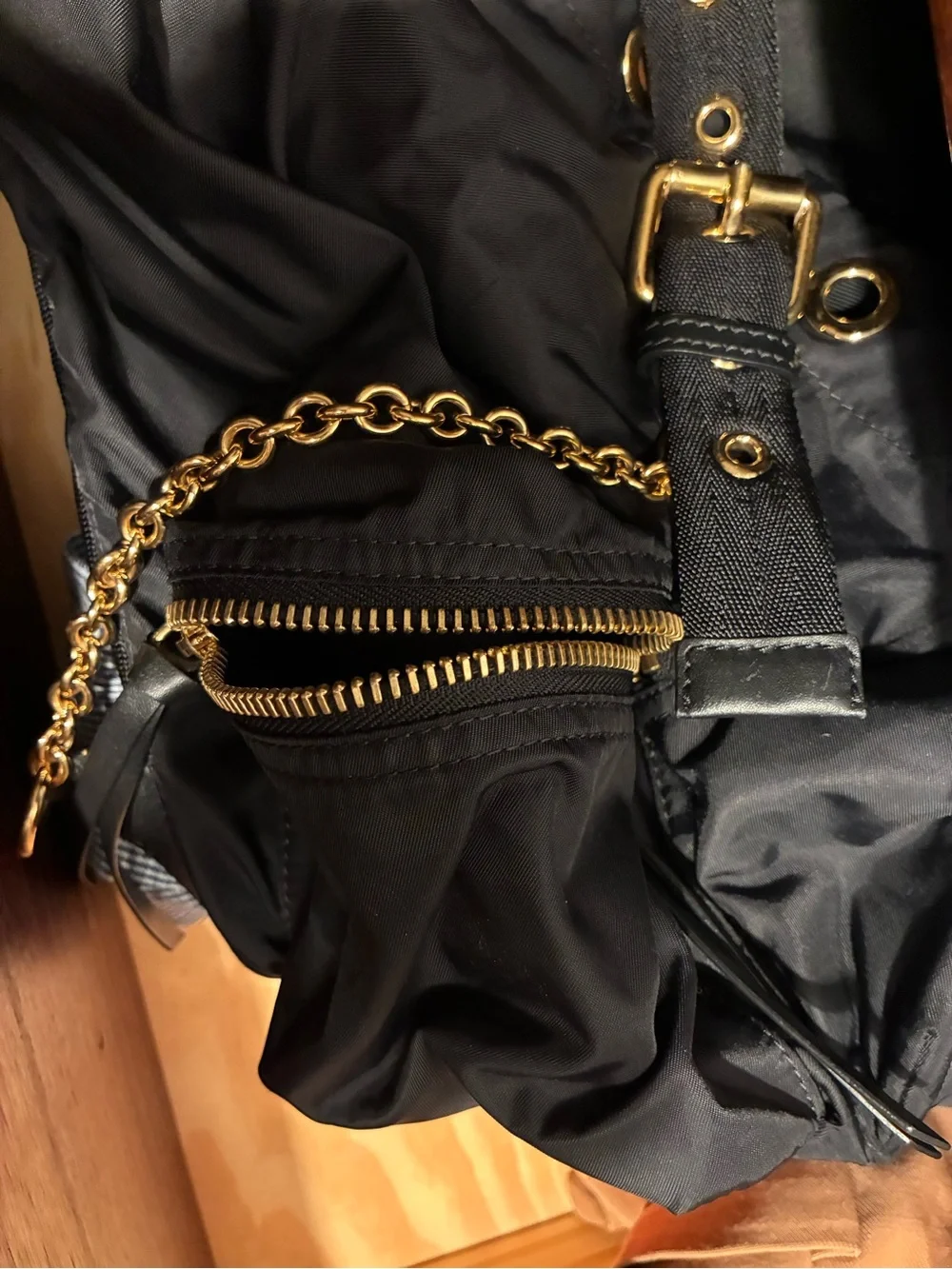 Burberry Black Nylon Backpack with Tan Trim